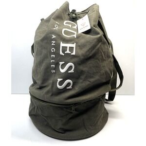Vintage GUESS Army Green Canvas Travel/Weekend‎ Shoulder Duffel Bag (L)
